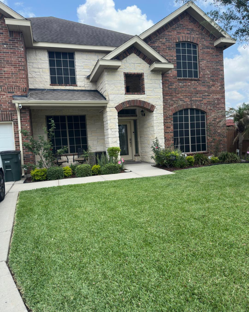 Solar screen installation in Mission TX on brick home