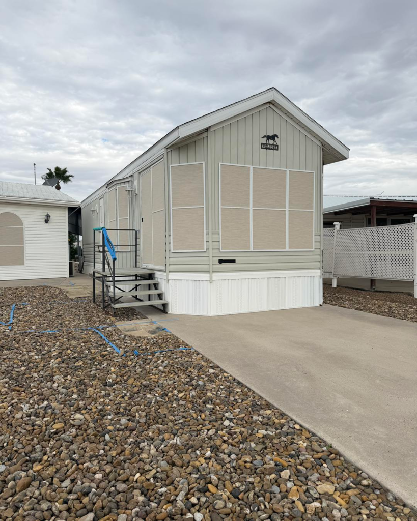 Solar screen installation in Mission TX on a mobile home